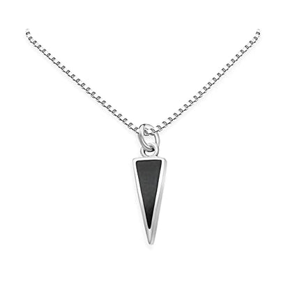 Black Onyx Triangular Drop Necklace for Women, Sterling Silver Black Onyx Triangle Drop Necklace, Minimalist Layering Necklace