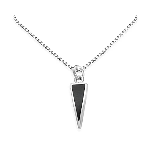 Black Onyx Triangular Drop Necklace for Women, Sterling Silver Black Onyx Triangle Drop Necklace, Minimalist Layering Necklace