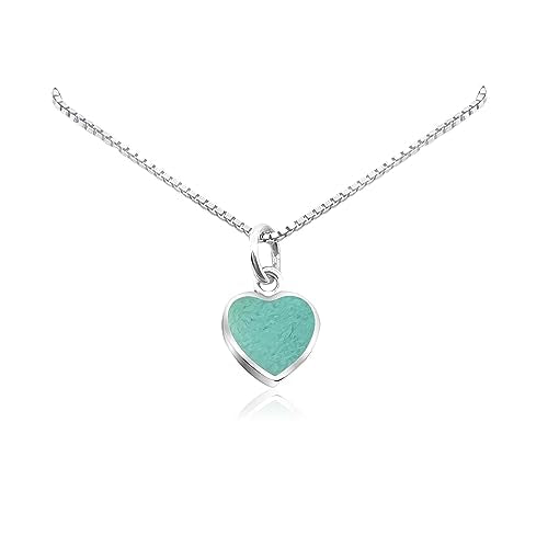 Sterling Silver Turquoise Heart Necklace for Women, 925 Silver Turquoise Heart Pendant Necklace, Layering Necklace, Birthday Gift Necklace