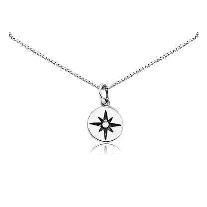 Small and Dainty Sterling Silver North Star Compass Necklace for Women, Travel Necklace, Graduation Gift Necklace, Daughter Gift Necklace, Gift Necklace for Wife