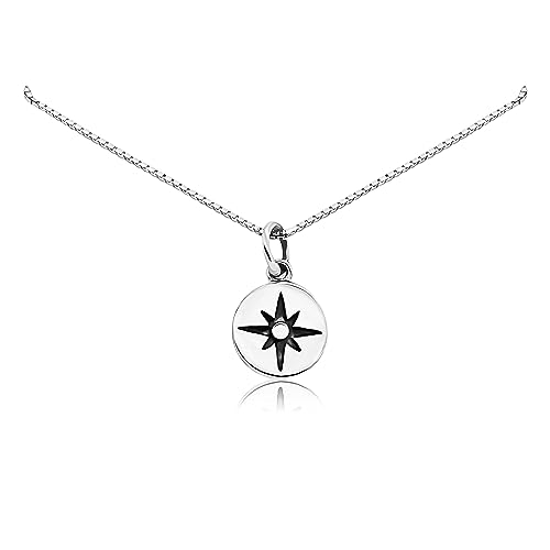 Small and Dainty Sterling Silver North Star Compass Necklace for Women, Travel Necklace, Graduation Gift Necklace, Daughter Gift Necklace, Gift Necklace for Wife