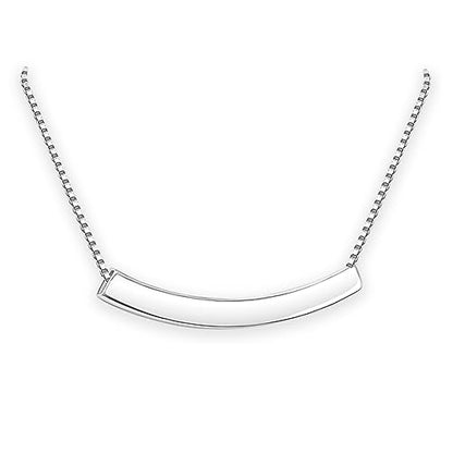 Sterling Silver Curved Tube Bar Necklace, Curved Bar Necklace for Women, Silver Balance Necklace, Layering Necklace