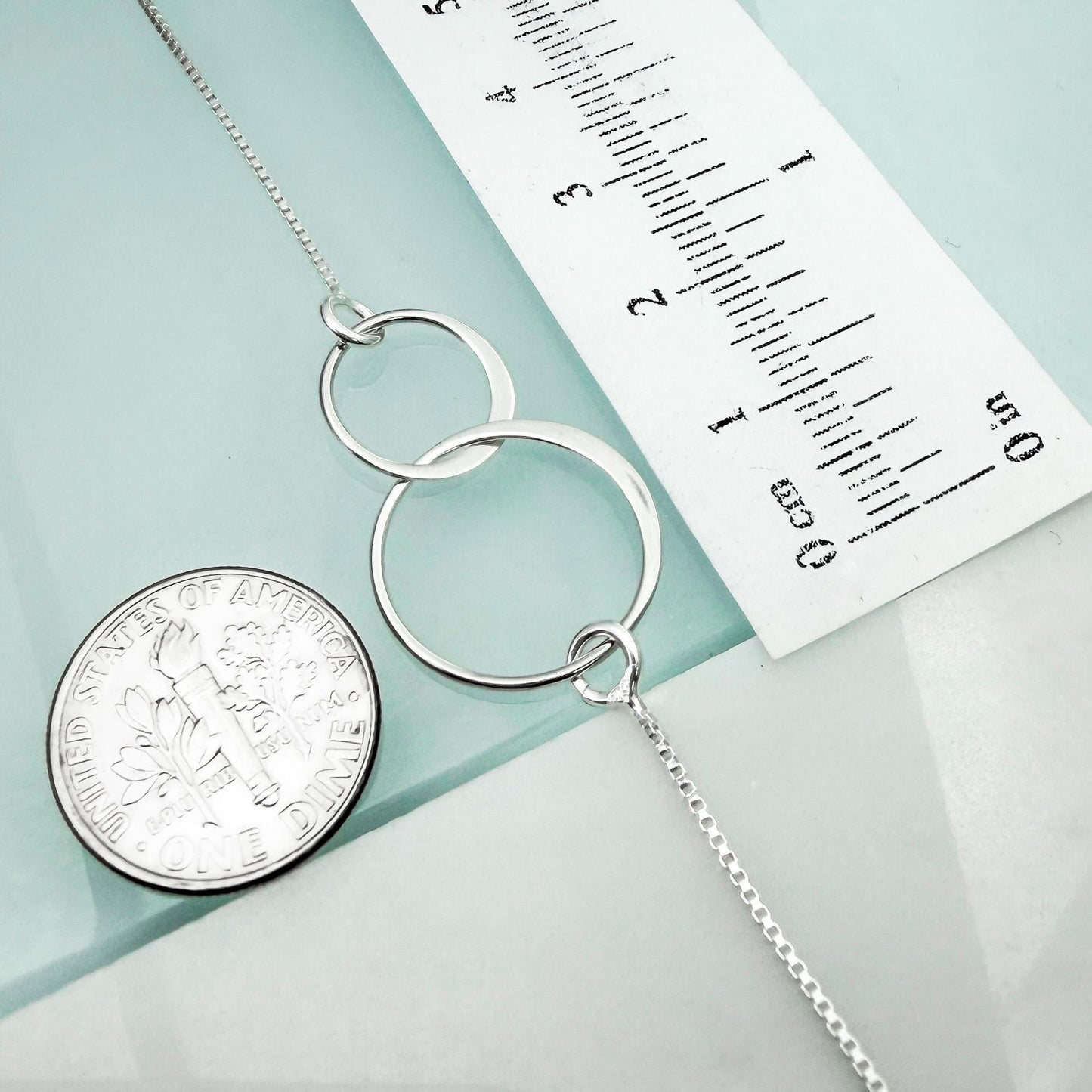 Interlocking Circle Necklace, Sterling Silver Double Ring Pendant Necklace, Two Circle Jewelry