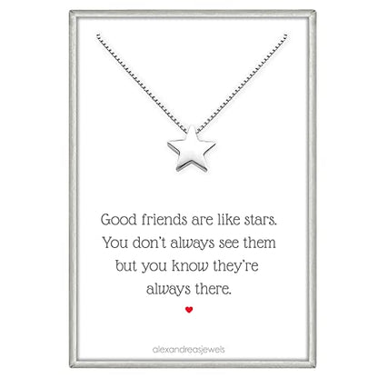 Small Delicate and Dainty Sterling Silver Star Necklace, Floating Star Necklace, Best Friend Gift Necklace, Best Friend Christmas Gift, Bestfriend Birthday Gift