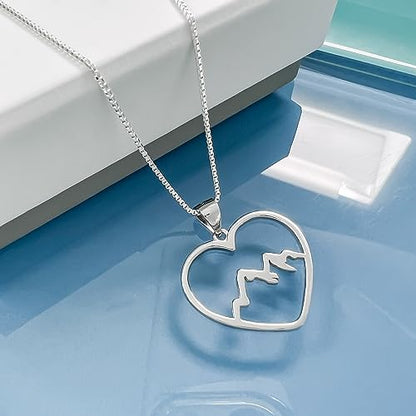 Heart Mountain Range Necklace, 925 Sterling Silver Mountain Necklace for Women, Birthday and Travel Gift for Outdoor Lovers and Nature Lovers