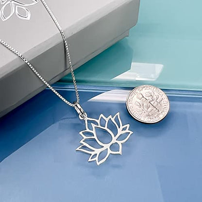 Lotus Flower Necklace for Women, Sterling Silver Lotus Necklace, Motivational Necklace, Inspirational Necklace, Yoga Jewelry