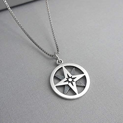 Sterling Silver Compass Necklace for Women, Layered Compass Necklace, North Star Compass Necklace, Wife Gift, Girlfriend Gift, Best Friend Gift Necklace