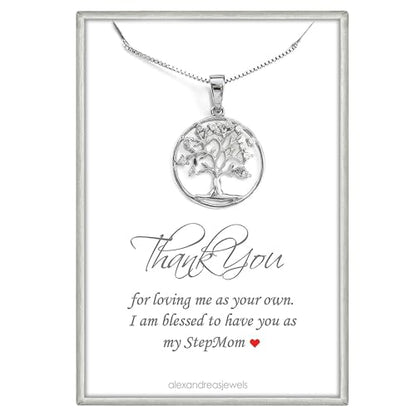 Sterling Silver Tree of Life Necklace for Women, Mother in Law Gift, Mother of the Bride Gift, Mother of the Groom Gift