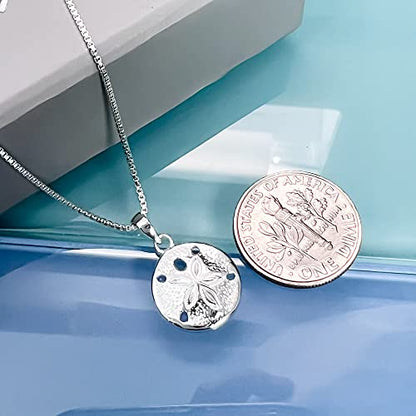 Sand Dollar Necklace, Sterling Silver Sand dollar Necklace for Women, Beach Charm Pendant Necklace