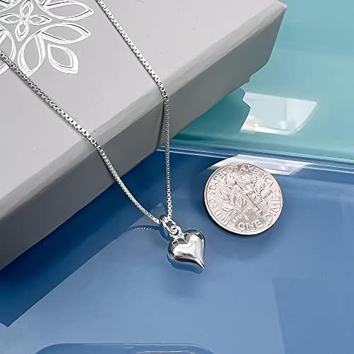 Flower Girl Gift Necklace Tiny Sterling Silver Puffed Heart Necklace for Girls Thank You Gift for Daughter Niece Flower Girls