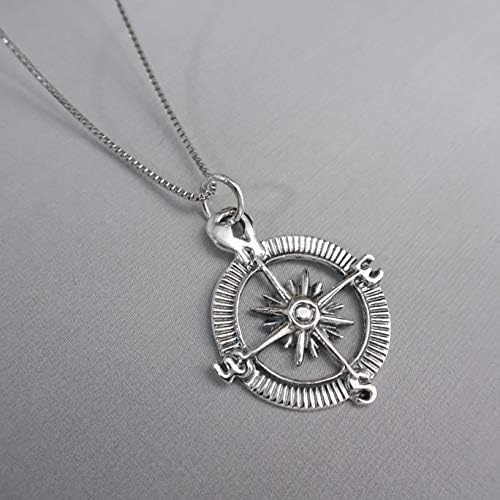 Compass Necklace Sterling Silver, Enjoy the Journey, Travel Necklace, Graduation Gift Necklace