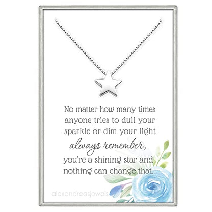 Small Delicate and Dainty Sterling Silver Star Necklace, Floating Star Necklace, Daughter Birthday Gift, Niece Christmas Gift, Inspirational Necklace