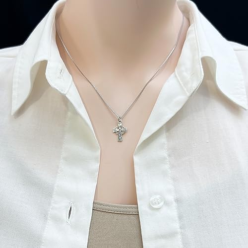 Tiny and Dainty Sterling Silver Celtic Cross Pendant Necklace for Women, Celtic Knot Cross Jewelry Religious Necklace for Teens