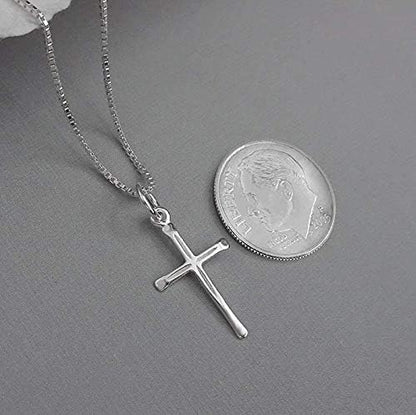 Tiny and Dainty Sterling Silver Cross Necklace, Baptism Gift, Confirmation Girft, First Communion Gift Necklace