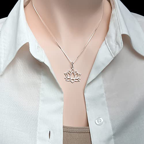 Lotus Flower Necklace for Women, Sterling Silver Lotus Necklace, Motivational Necklace, Inspirational Necklace, Yoga Jewelry