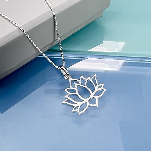 Lotus Flower Necklace for Women, Sterling Silver Lotus Necklace, Motivational Necklace, Inspirational Necklace, Yoga Jewelry