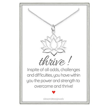 Lotus Flower Necklace for Women, Sterling Silver Lotus Necklace, Motivational Necklace, Inspirational Necklace, Yoga Jewelry