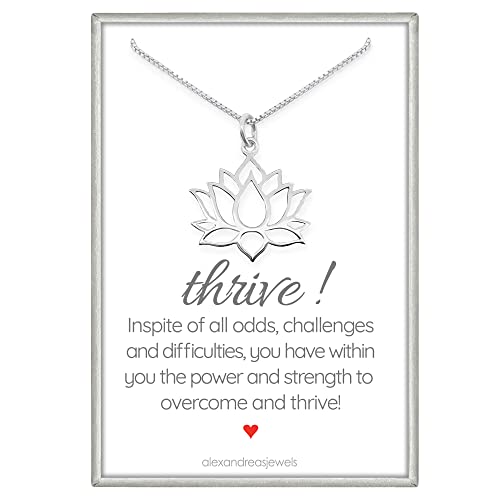 Lotus Flower Necklace for Women, Sterling Silver Lotus Necklace, Motivational Necklace, Inspirational Necklace, Yoga Jewelry