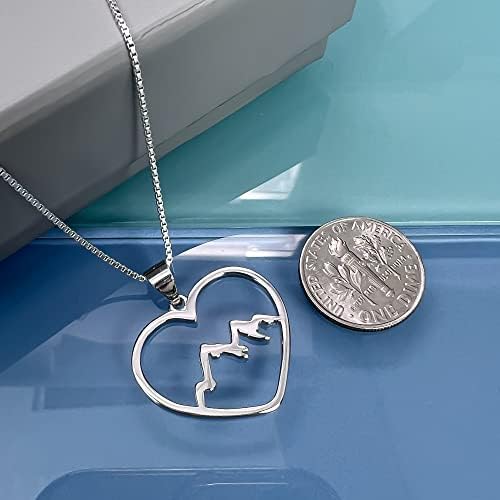 Sterling Silver Heart Mountain Range Necklace, Silver Mountain Necklace for Women, Travel Necklace, Retirement Necklace, Graduation Gift Necklace