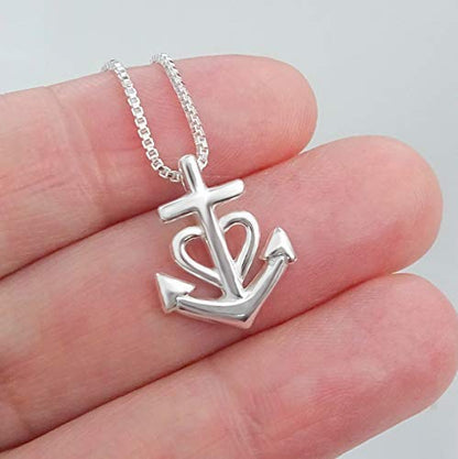 Tiny and Dainty Sterling Silver Faith Hope and Charity Necklace, Camargue Cross, Baptism Gift for Teens, Goddaughter Gift Necklace, Sterling Silver Cross Necklace, Confirmation Necklace