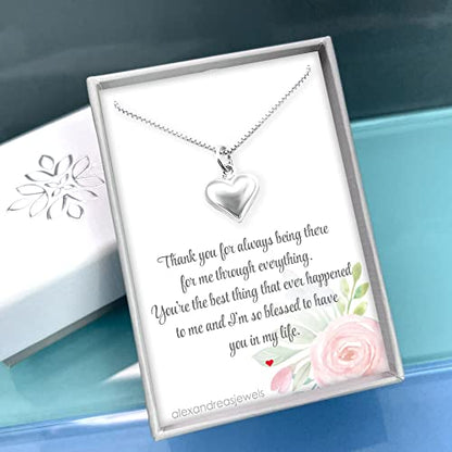 Small and Dainty Sterling Silver Heart Necklace for Women, Girlfriend Anniversary Gift, Wife Anniversary Gift, Best Friend Gift Necklace