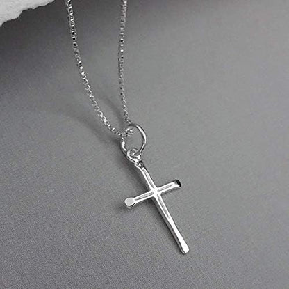 Tiny and Dainty Sterling Silver Cross Necklace, Baptism Gift, Confirmation Girft, First Communion Gift Necklace