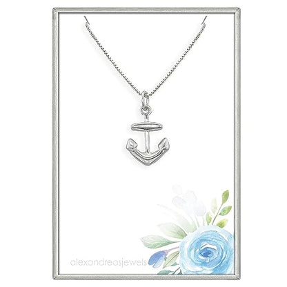 Small Sterling Silver Anchor Necklace for Women, Simple and Elegant Anchor Necklace, Perfect Gift for Mom, Daughter, Goddaughter