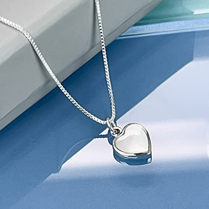 Sterling Silver Heart Necklace, Mother of Pearl Heart Pendant Necklace, Gift for Women