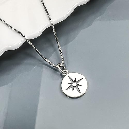 Small and Dainty Sterling Silver North Star Compass Necklace for Women, Travel Necklace, Graduation Gift Necklace, Daughter Gift Necklace, Gift Necklace for Wife