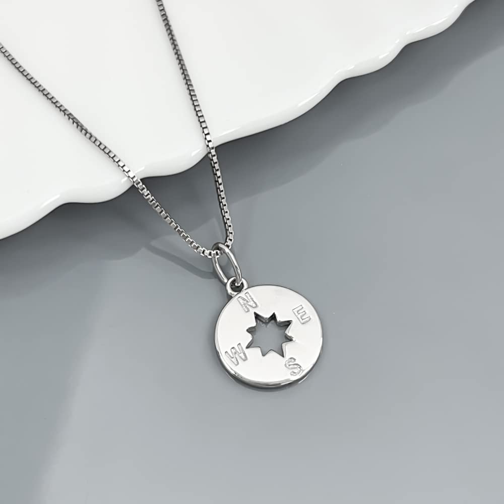 Sterling Silver Compass Necklace for Women, Graduation Gift Necklace, Daughter Graduation Gift, Best Friend Graduation Gift