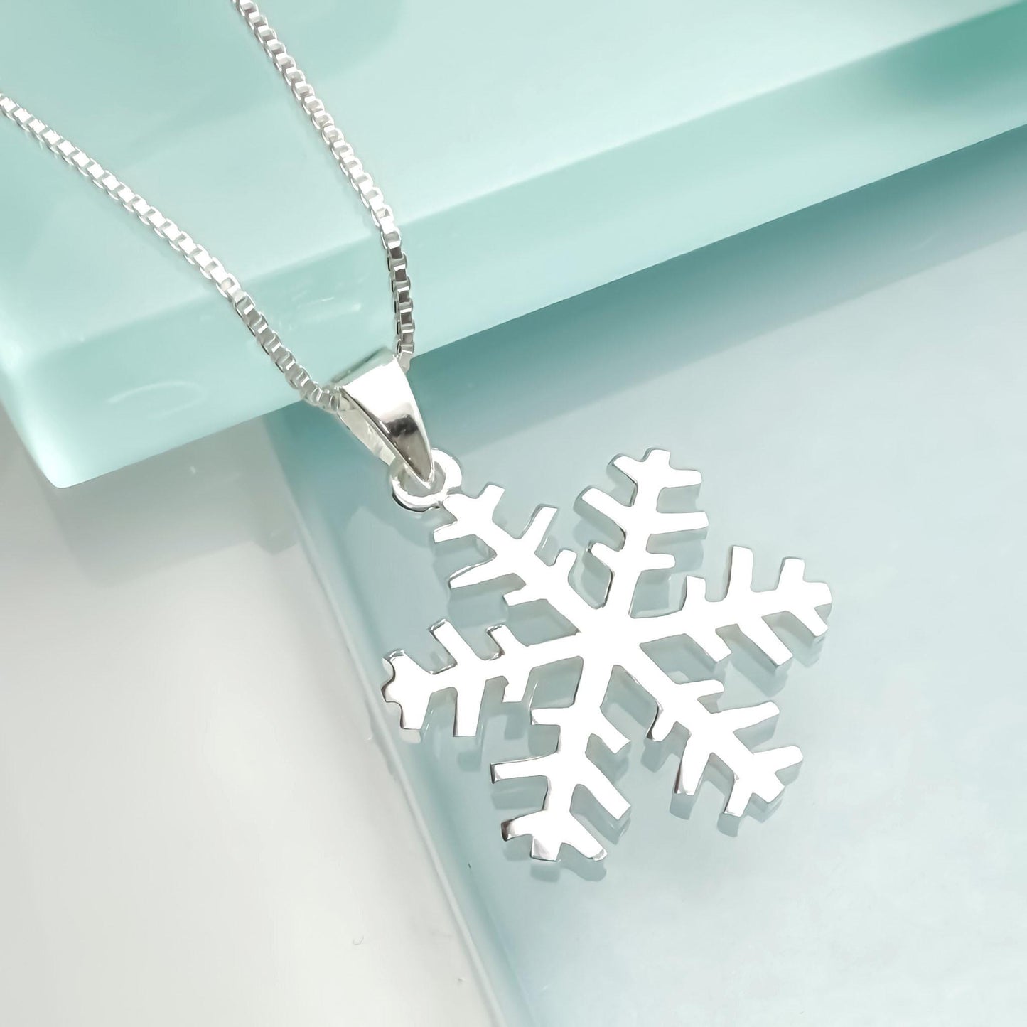 Sterling Silver Snowflake Necklace, Winter Jewelry