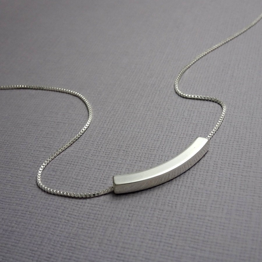 Sterling Silver Tube Bar Necklace, Layering Necklace, Girlfriend Gift, Gift for Wife, Sister Birthday Gift Necklace, Mom Anniversary Gift