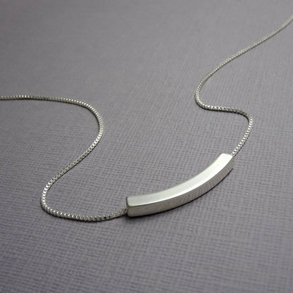 Sterling Silver Tube Bar Necklace, Layering Necklace, Girlfriend Gift, Gift for Wife, Sister Birthday Gift Necklace, Mom Anniversary Gift