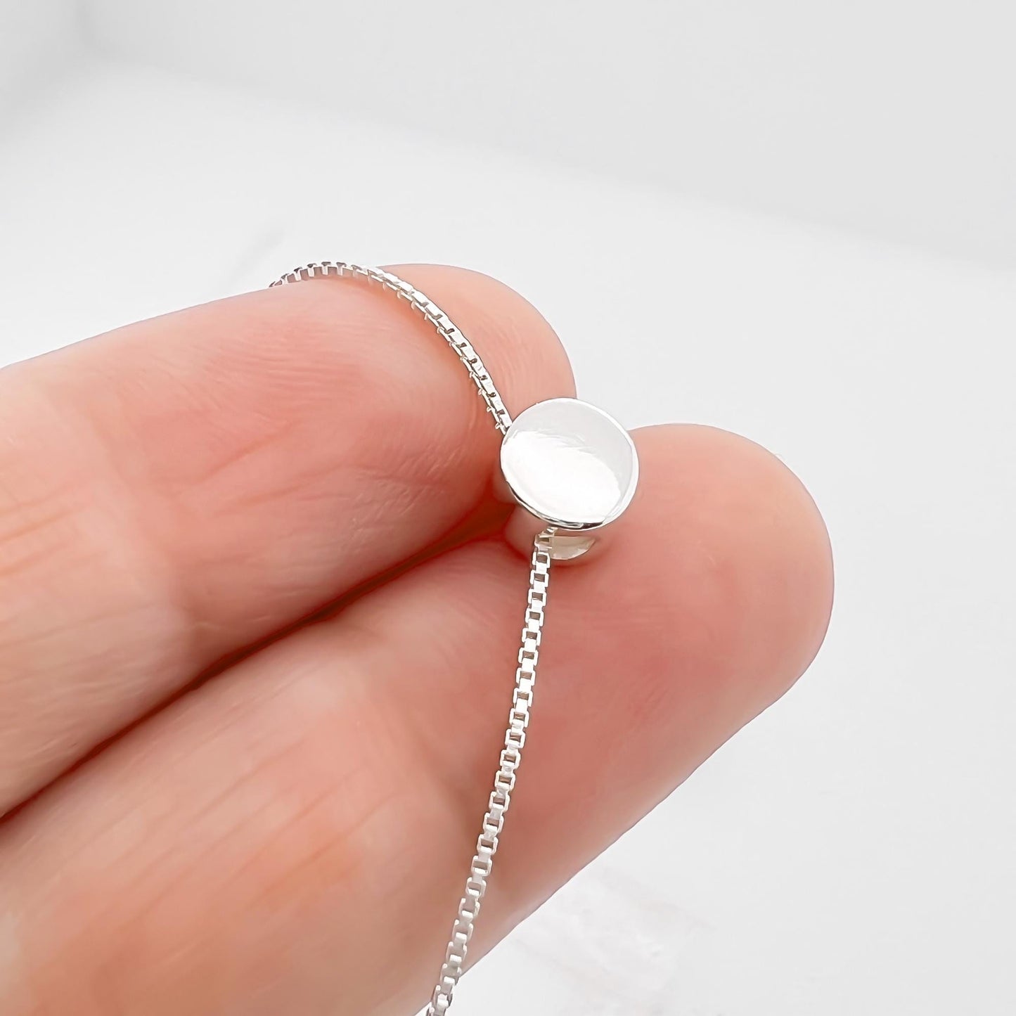 Very Tiny and Dainty Sterling Silver Round Disc Choker Necklace, Silver Disc Layering Necklace for Women, Dainty Minimalist Necklace