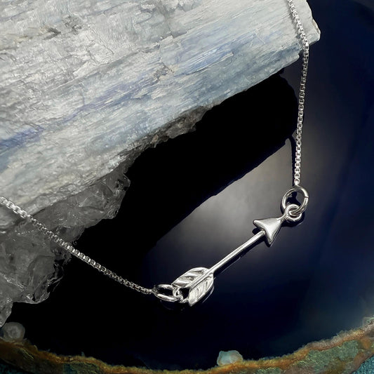 Sterling Silver Arrow Necklace, Sterling Silver Sideways Arrow Necklace, Archer Necklace, Daughter Graduation Gift Necklace, Graduate Gift