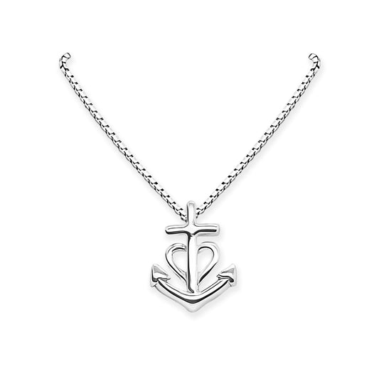 Tiny and Dainty Sterling Silver Faith Hope and Charity Necklace for Women and Teen Girls, Carmargue Cross Anchor Heart Necklace, Goddaughter Gift Necklace