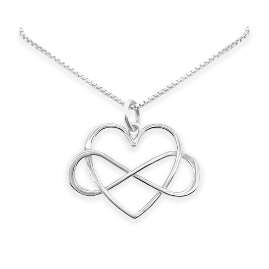 Silver Infinity Heart Necklace for Women, 925 Sterling Infinity Heart Pendant Necklace