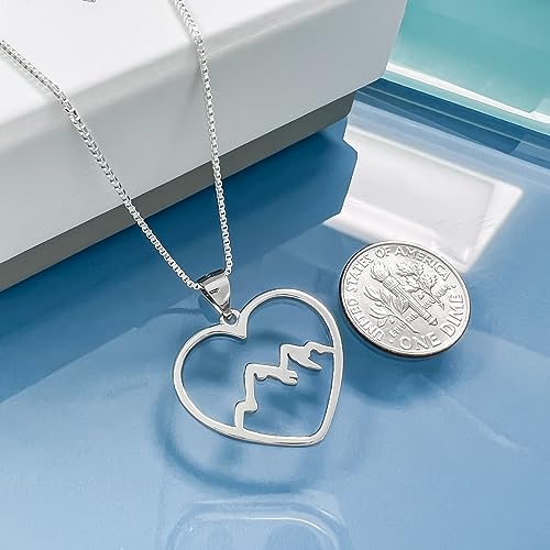 Heart Mountain Range Necklace, 925 Sterling Silver Mountain Necklace for Women, Birthday and Travel Gift for Outdoor Lovers and Nature Lovers