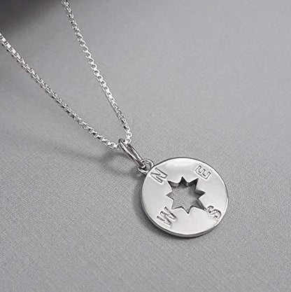 Sterling Silver Compass Necklace, Best Friend Gift Necklace, A True Friendship Necklace, Compass Necklace for Women