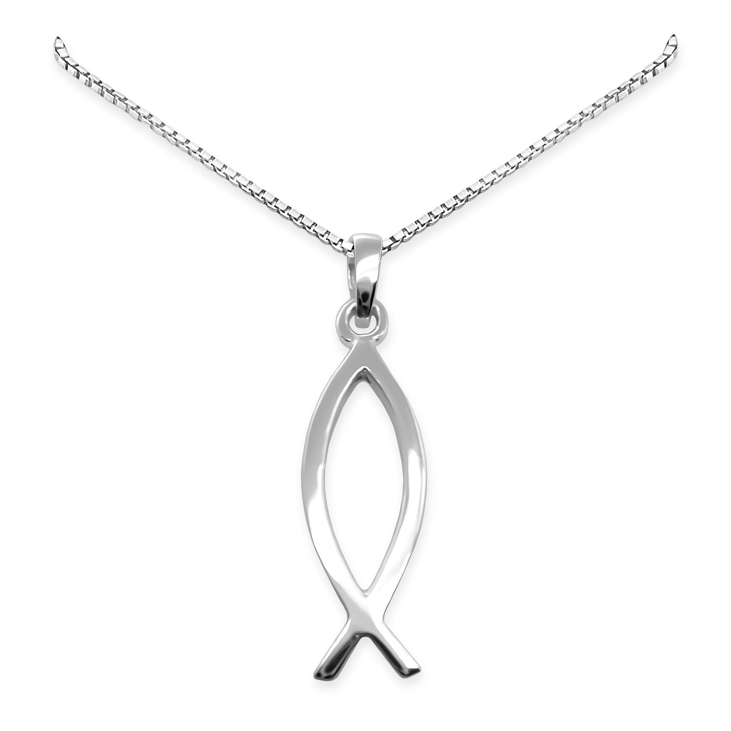 925 Sterling Silver Ichthus Fish Necklace for Women and Teens - Minimalist Christian Jewelry for Religious Gifts