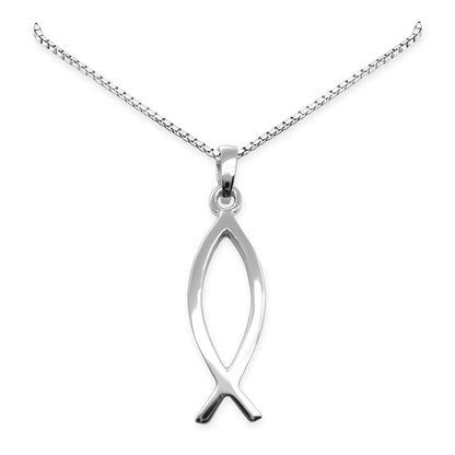 925 Sterling Silver Ichthus Fish Necklace for Women and Teens - Minimalist Christian Jewelry for Religious Gifts