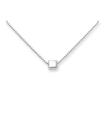 Very Tiny Delicate and Dainty Sterling Silver Cube Choker Necklace, Cube Layering Necklace for Women, Dainty Minimalist Necklace