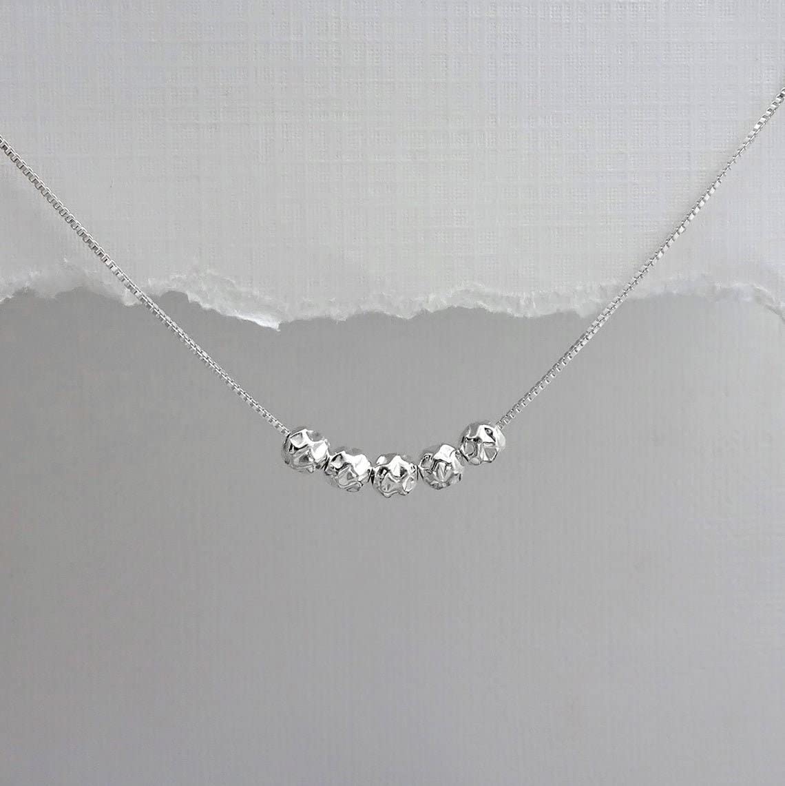 50th Birthday Gift for Women, Sterling Silver 5 Silver Nuggets Necklace, Mom Birthday Gift, Best Friend 50th Birthday Gift Necklace