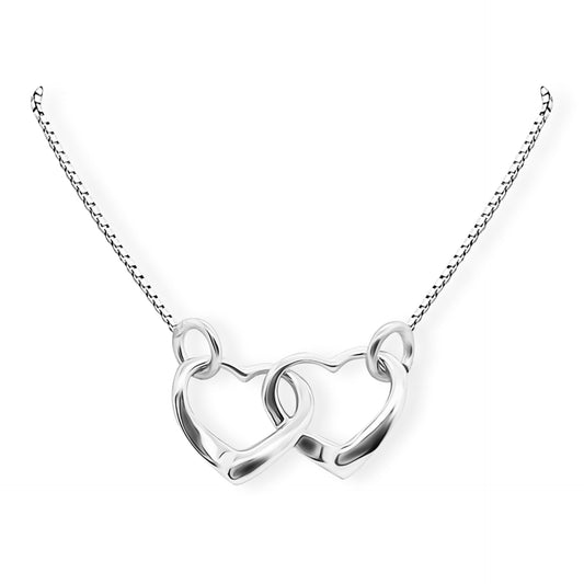 Sterling Silver Interlocking Hearts Necklace for Women, Wife, Girlfriend - Mother Daughter Intertwined Hearts Necklace, Granddaughter Christmas Gift