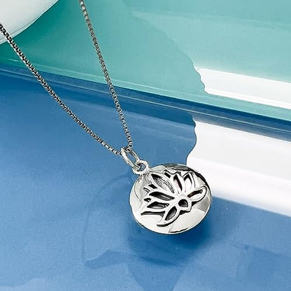 Lotus Flower Necklace for Women, Sterling Silver Lotus Necklace with Oxidized Finish, Motivational Necklace, Inspirational Necklace, Yoga Jewelry