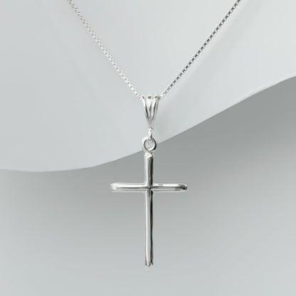 Lightweight and Delicate High Polish 925 Sterling Silver Cross Necklace for Women, Baptism, First Communion Gift Necklace for Daughter, Niece, Best Friend