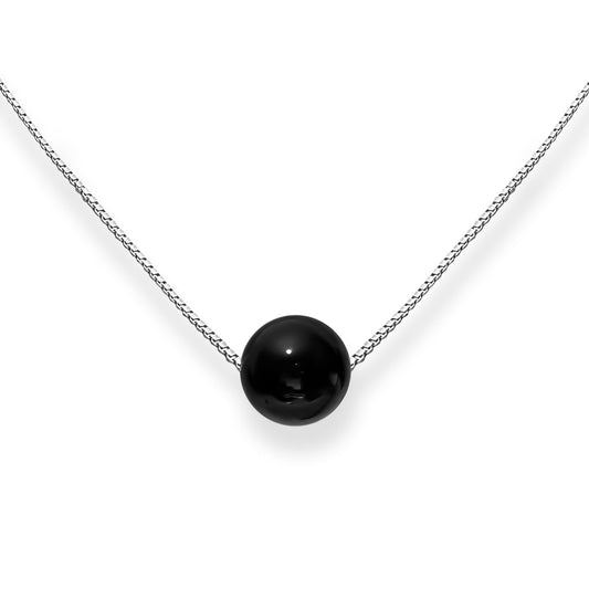 Large Round Black Onyx and Sterling Silver Necklace, Black Onyx Necklace for Women, Statement Necklace, Mom Birthday Gift, Wife or Girlfriend Anniversary Present