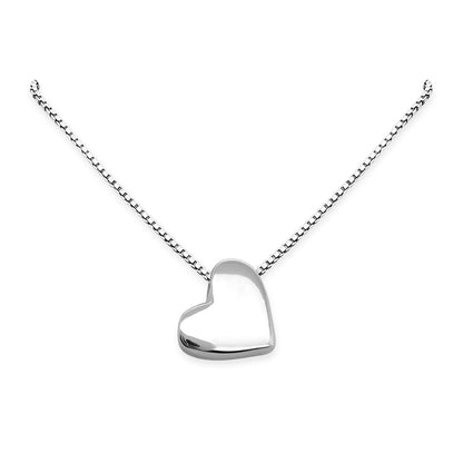 925 Sterling Silver Floating Heart Necklace for Women, Minimalist Solid Sterling Silver Heart Necklace, Layering Choker Necklace