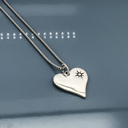 Sterling Silver Heart North Star Compass Necklace for Women, North Star Necklace, Heart Necklace