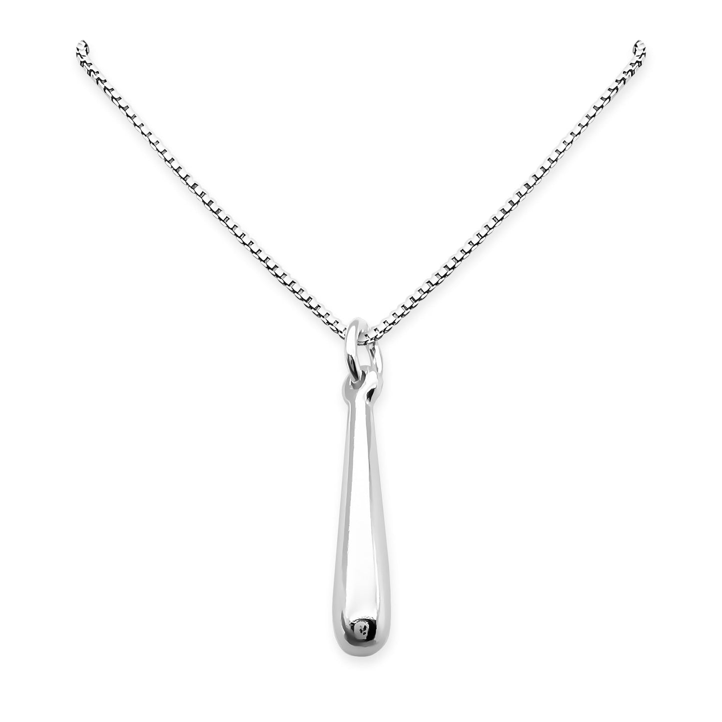 Sterling Silver Slender Teardrop Pendant Necklace for Women Teen Girls Minimalist Casual Layering Necklace for Everyday Wear Slender Drop Necklace